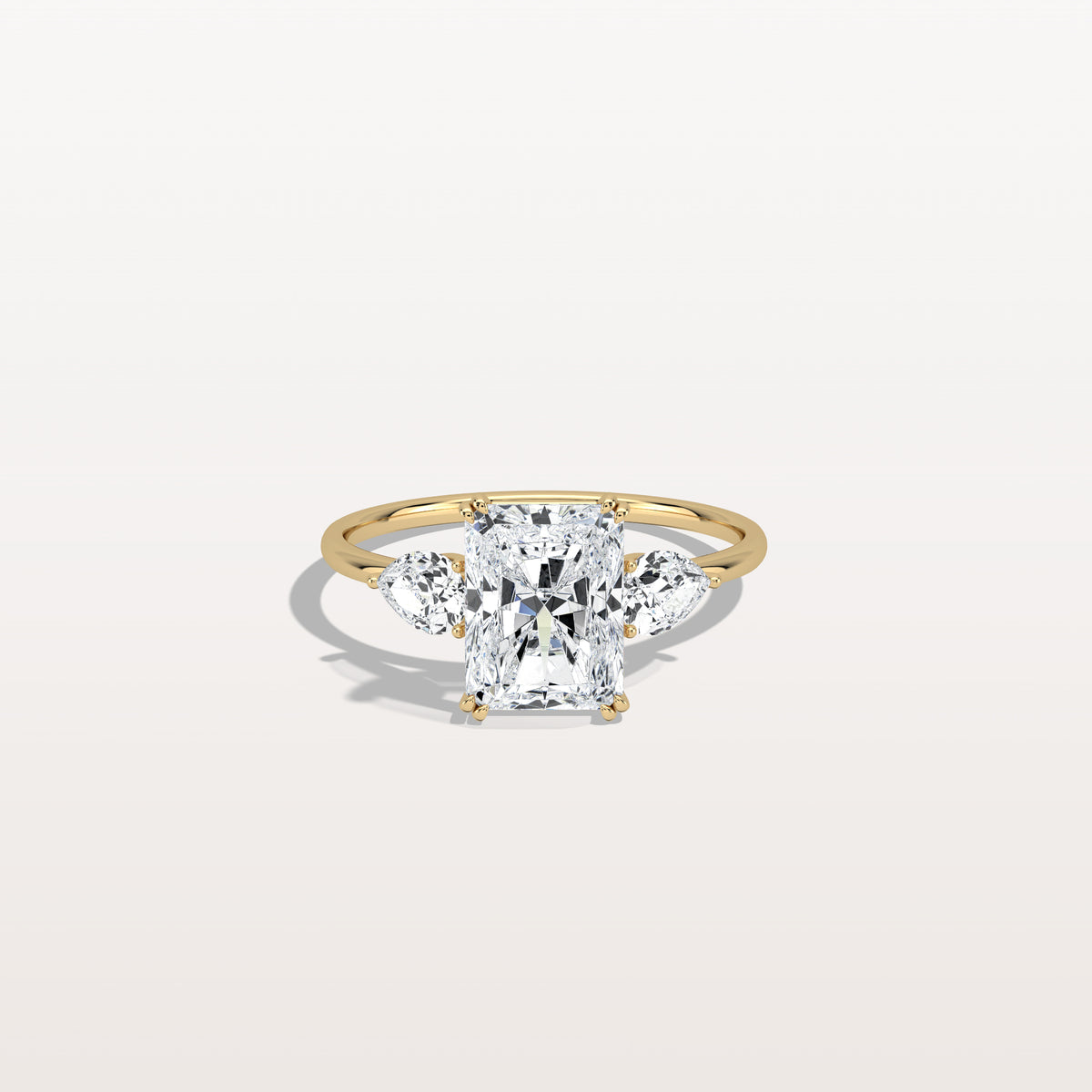 2CT Radiant Cut Lab Diamond Three Stone Engagement Ring In 14K Solid Gold/Platinum - Rings