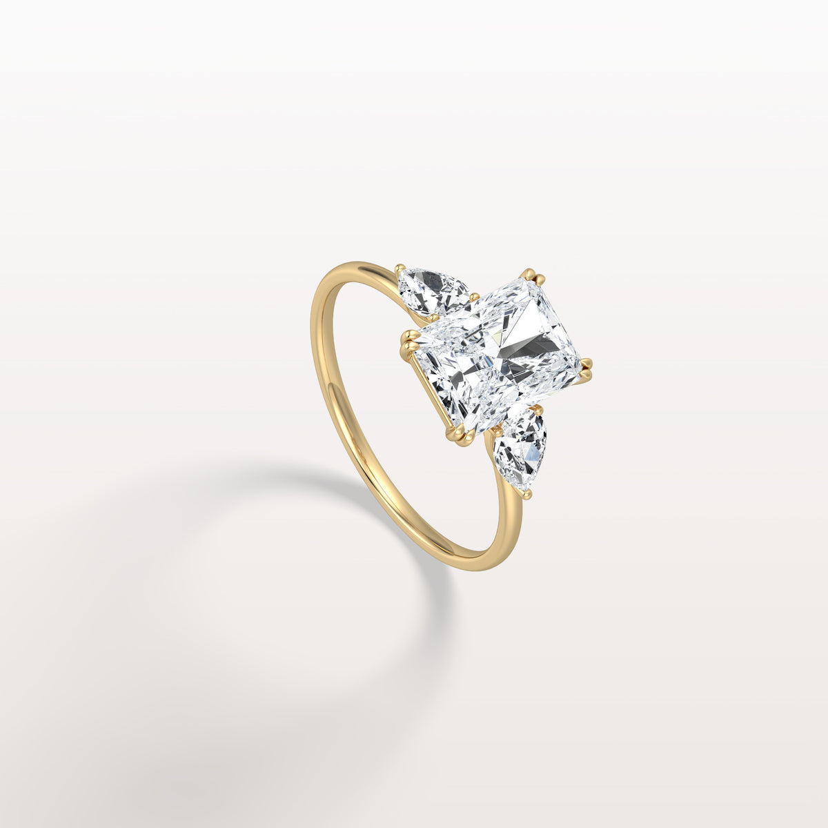 2CT Radiant Cut Lab Diamond Three Stone Engagement Ring In 14K Solid Gold/Platinum - Rings