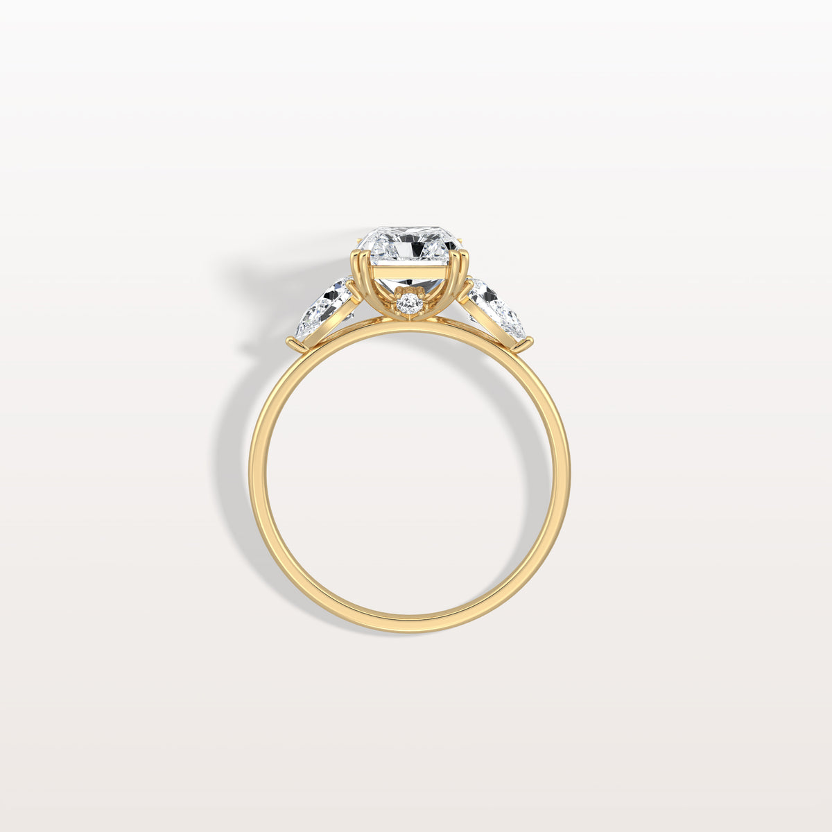 2CT Radiant Cut Lab Diamond Three Stone Engagement Ring In 14K Solid Gold/Platinum - Rings