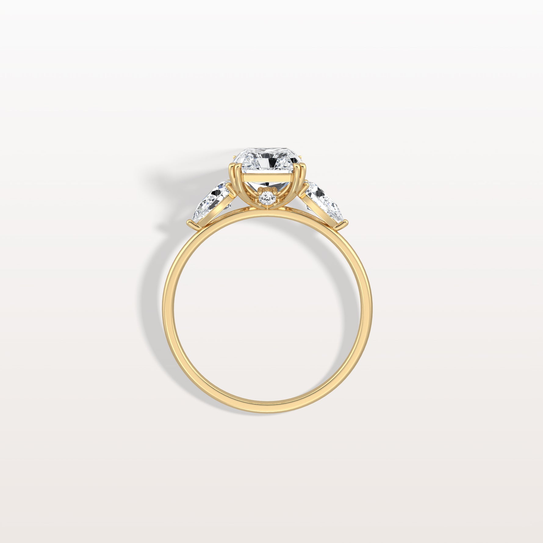 2CT Radiant Cut Lab Diamond Three Stone Engagement Ring In 14K Solid Gold/Platinum - Rings