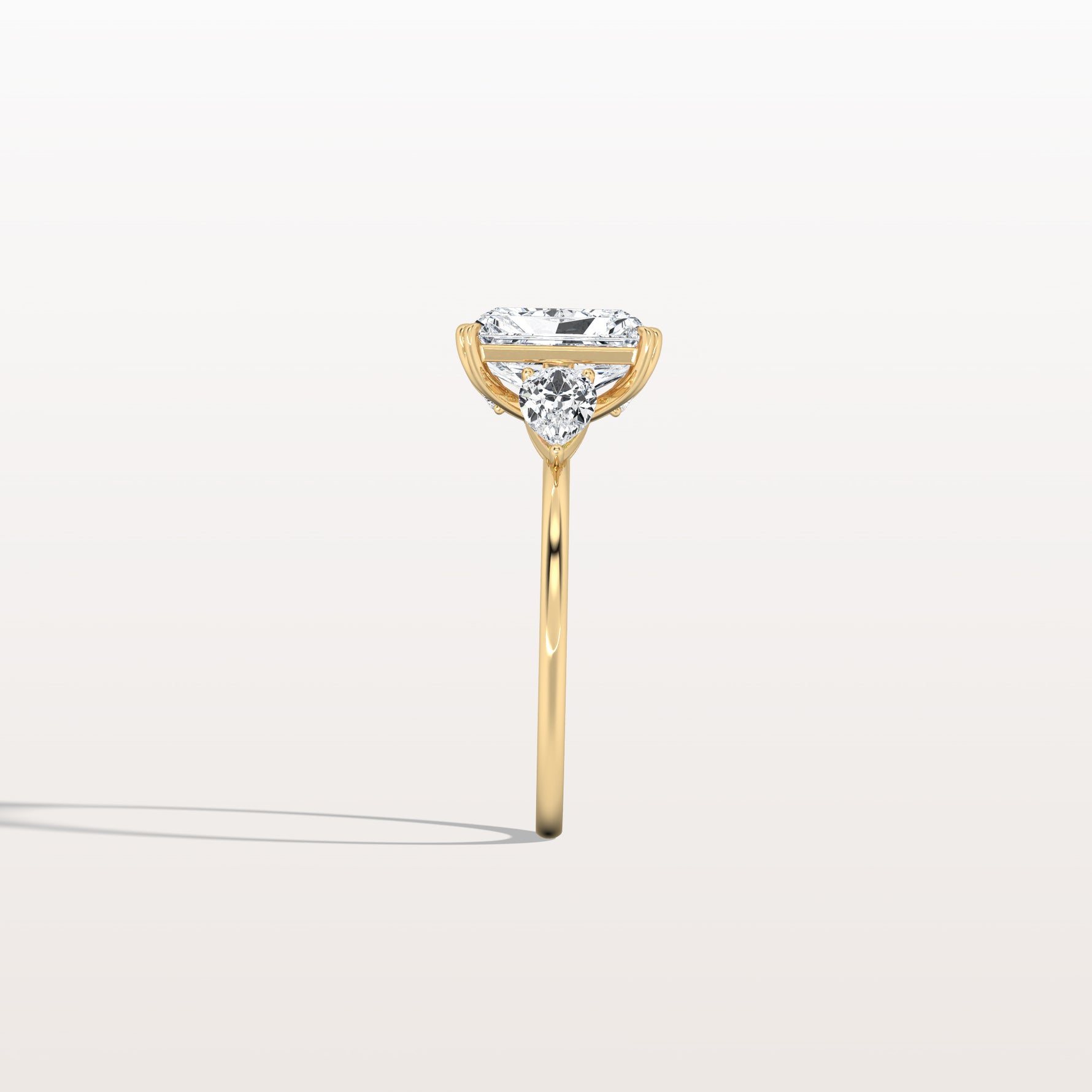 2CT Radiant Cut Lab Diamond Three Stone Engagement Ring In 14K Solid Gold/Platinum - Rings