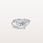 3CT Radiant Cut Lab Diamond Three Stone Engagement Ring In 14K Solid Gold/Platinum - Rings