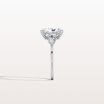 3CT Radiant Cut Lab Diamond Three Stone Engagement Ring In 14K Solid Gold/Platinum - Rings