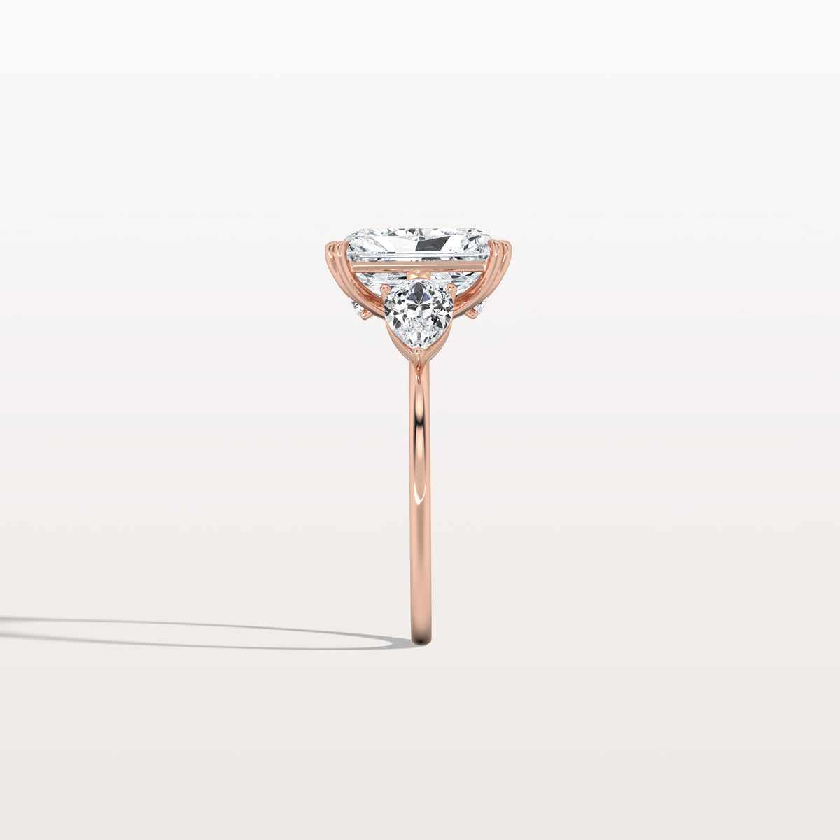 3CT Radiant Cut Lab Diamond Three Stone Engagement Ring In 14K Solid Gold/Platinum - Rings