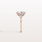 3CT Radiant Cut Lab Diamond Three Stone Engagement Ring In 14K Solid Gold/Platinum - Rings