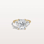 3CT Radiant Cut Lab Diamond Three Stone Engagement Ring In 14K Solid Gold/Platinum - Rings