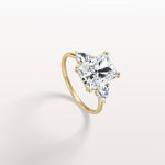 3CT Radiant Cut Lab Diamond Three Stone Engagement Ring In 14K Solid Gold/Platinum - Rings