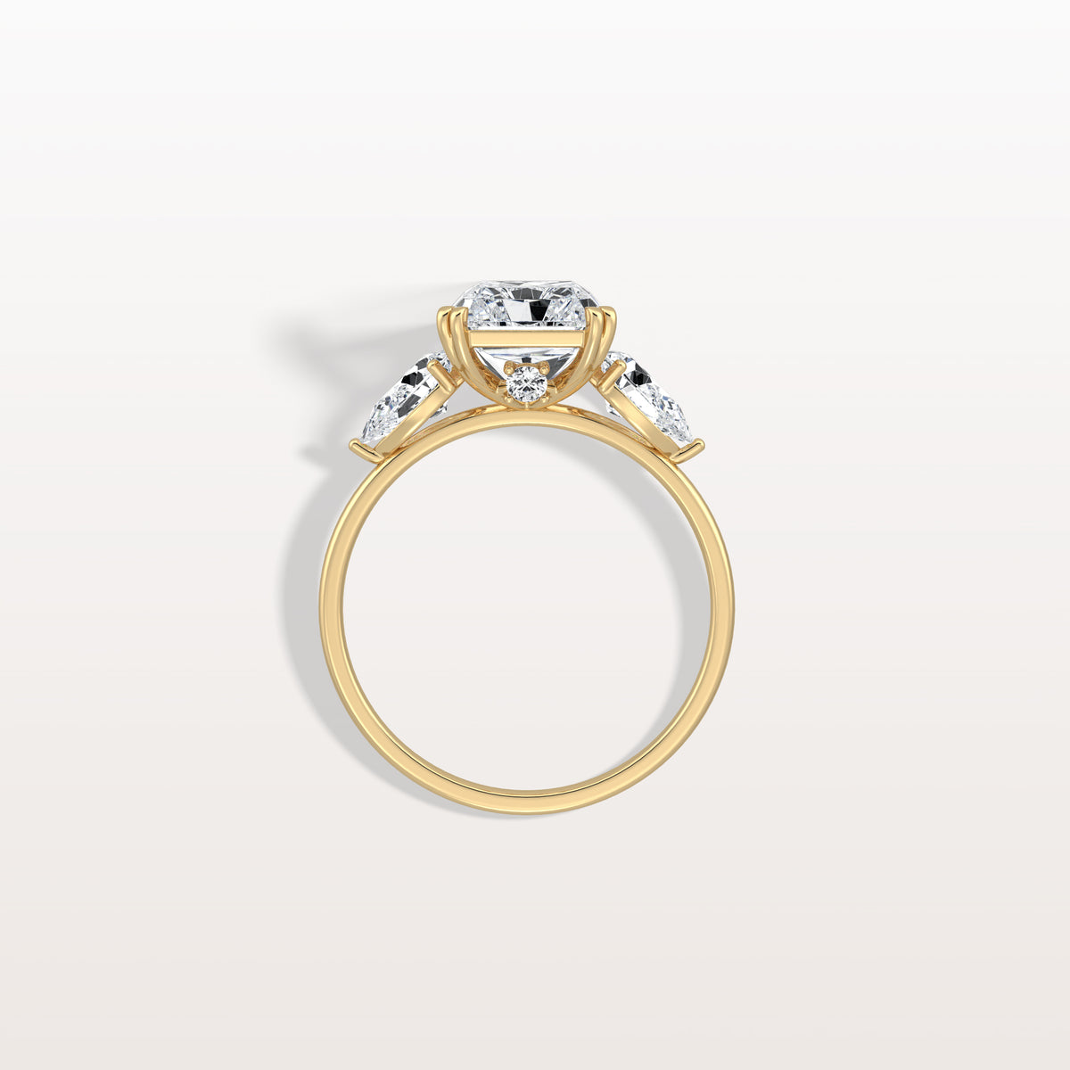 3CT Radiant Cut Lab Diamond Three Stone Engagement Ring In 14K Solid Gold/Platinum - Rings