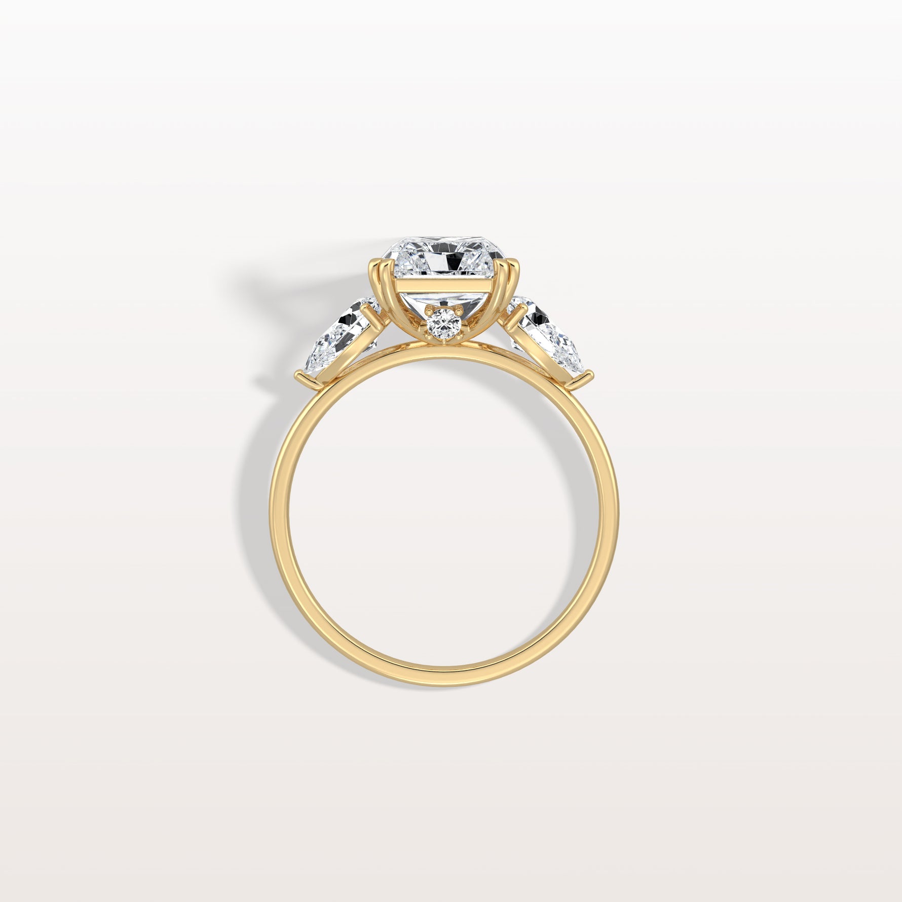 3CT Radiant Cut Lab Diamond Three Stone Engagement Ring In 14K Solid Gold/Platinum - Rings