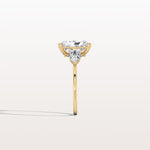 3CT Radiant Cut Lab Diamond Three Stone Engagement Ring In 14K Solid Gold/Platinum - Rings