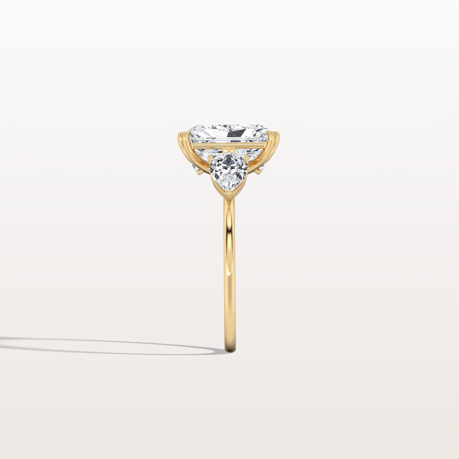 3CT Radiant Cut Lab Diamond Three Stone Engagement Ring In 14K Solid Gold/Platinum - Rings