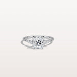 1CT Radiant Cut Lab Diamond Side Stone Engagement Ring - Rings