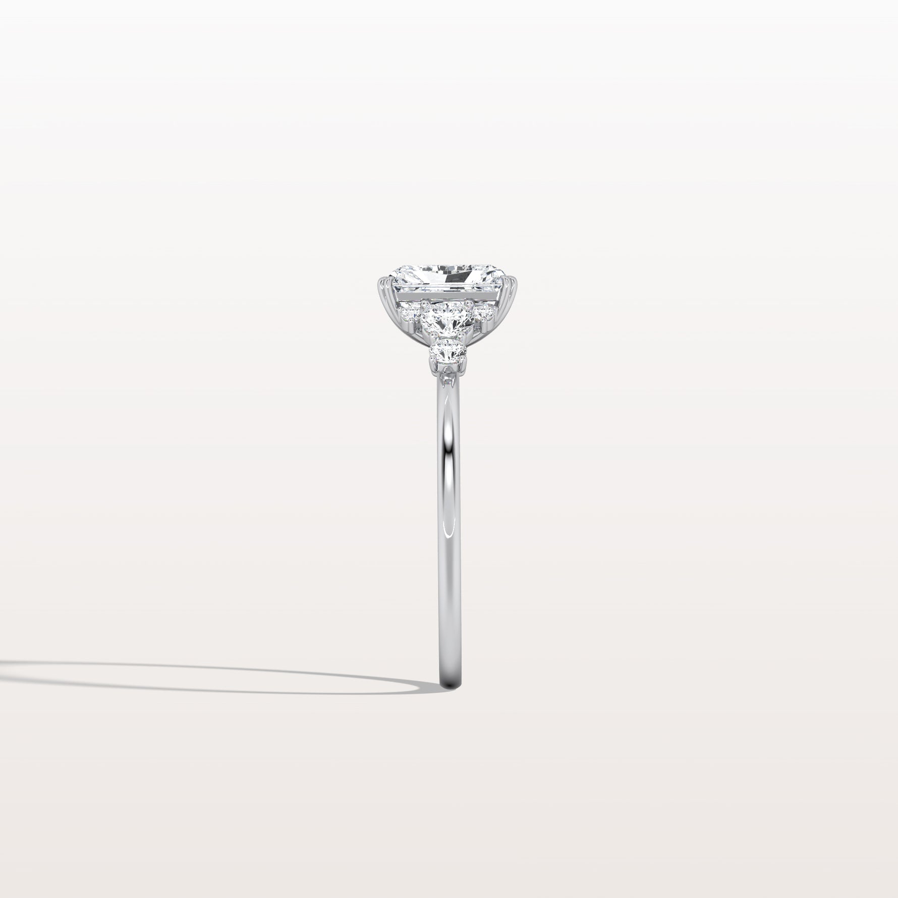 1CT Radiant Cut Lab Diamond Side Stone Engagement Ring - Rings