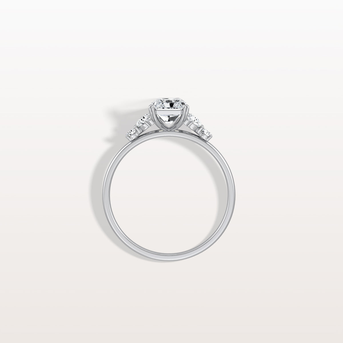1CT Radiant Cut Lab Diamond Side Stone Engagement Ring - Rings