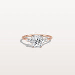 1CT Radiant Cut Lab Diamond Side Stone Engagement Ring - Rings