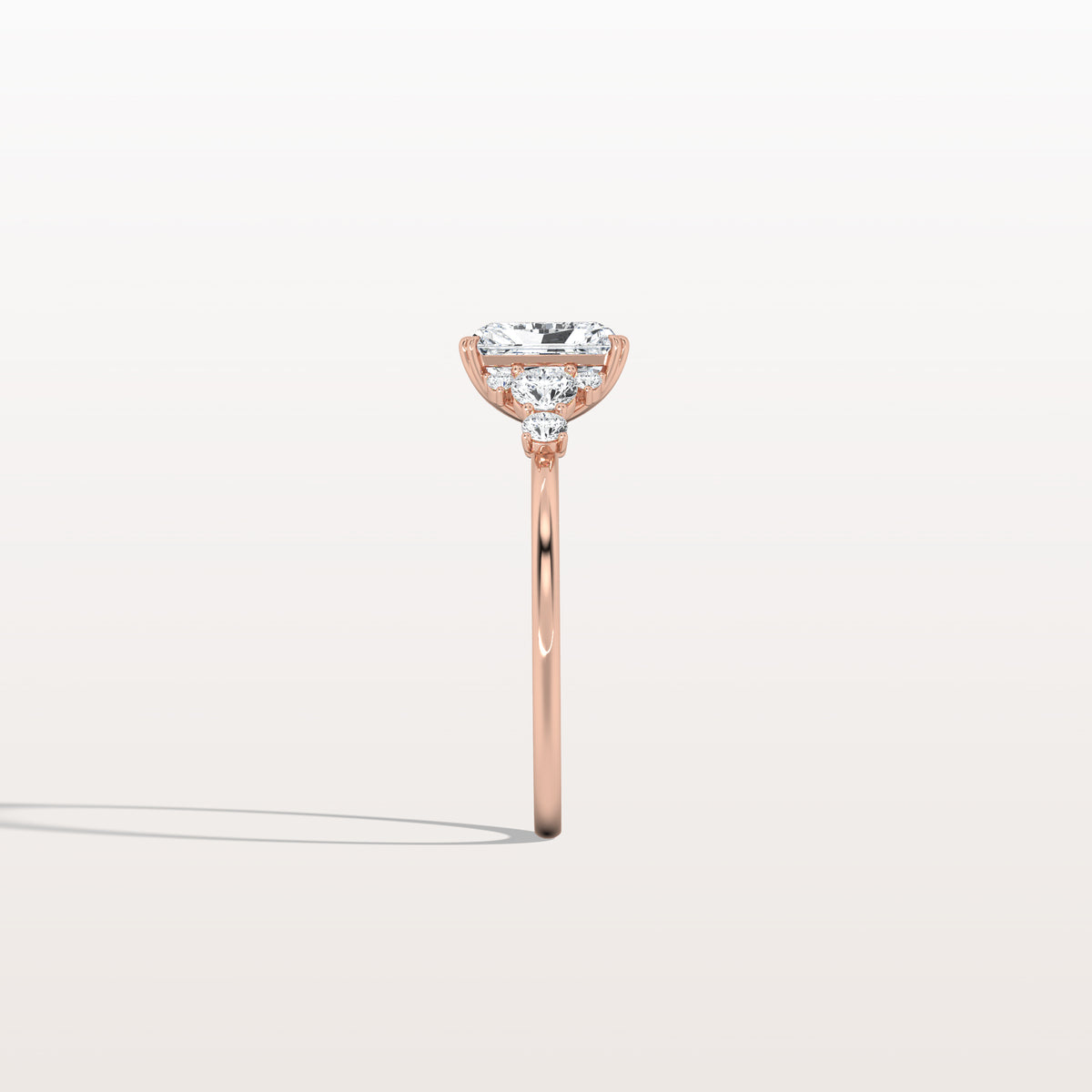 1CT Radiant Cut Lab Diamond Side Stone Engagement Ring - Rings