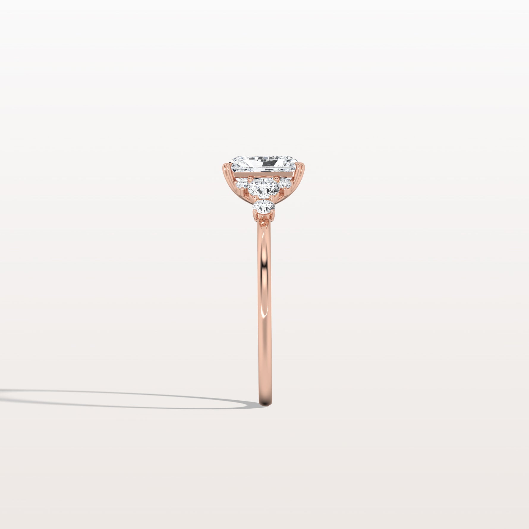 1CT Radiant Cut Lab Diamond Side Stone Engagement Ring - Rings