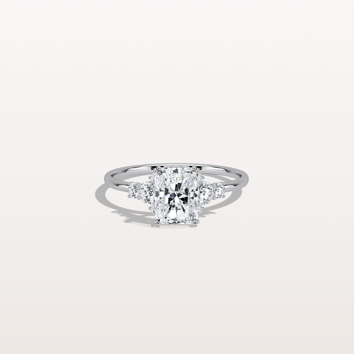 1CT Radiant Cut Lab Diamond Side Stone Engagement Ring - Rings