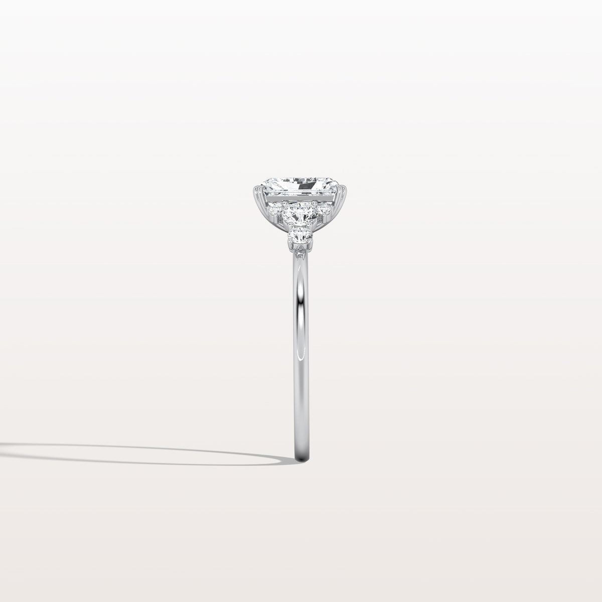 1CT Radiant Cut Lab Diamond Side Stone Engagement Ring - Rings