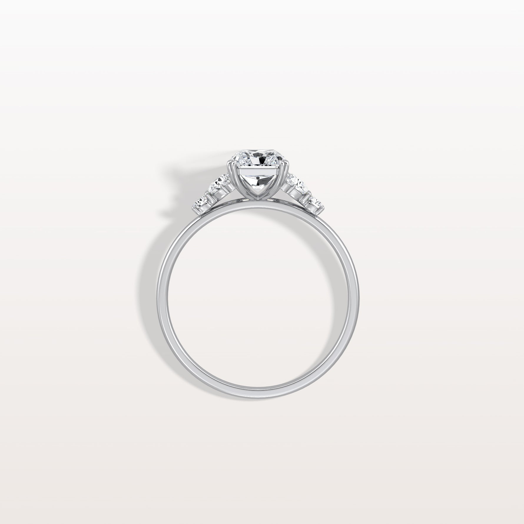 1CT Radiant Cut Lab Diamond Side Stone Engagement Ring - Rings