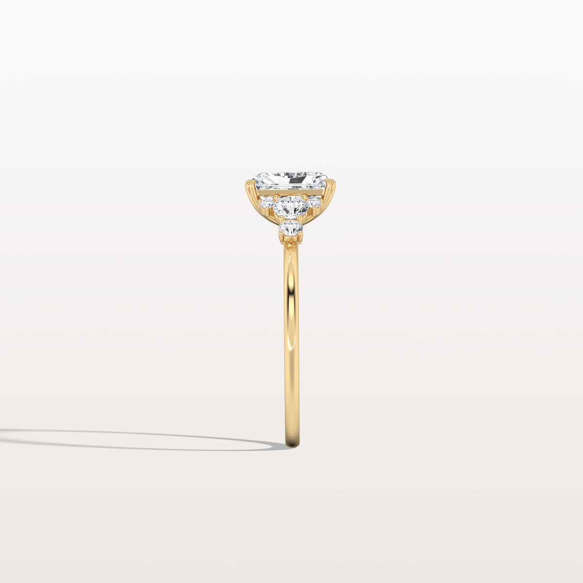 1CT Radiant Cut Lab Diamond Side Stone Engagement Ring - Rings