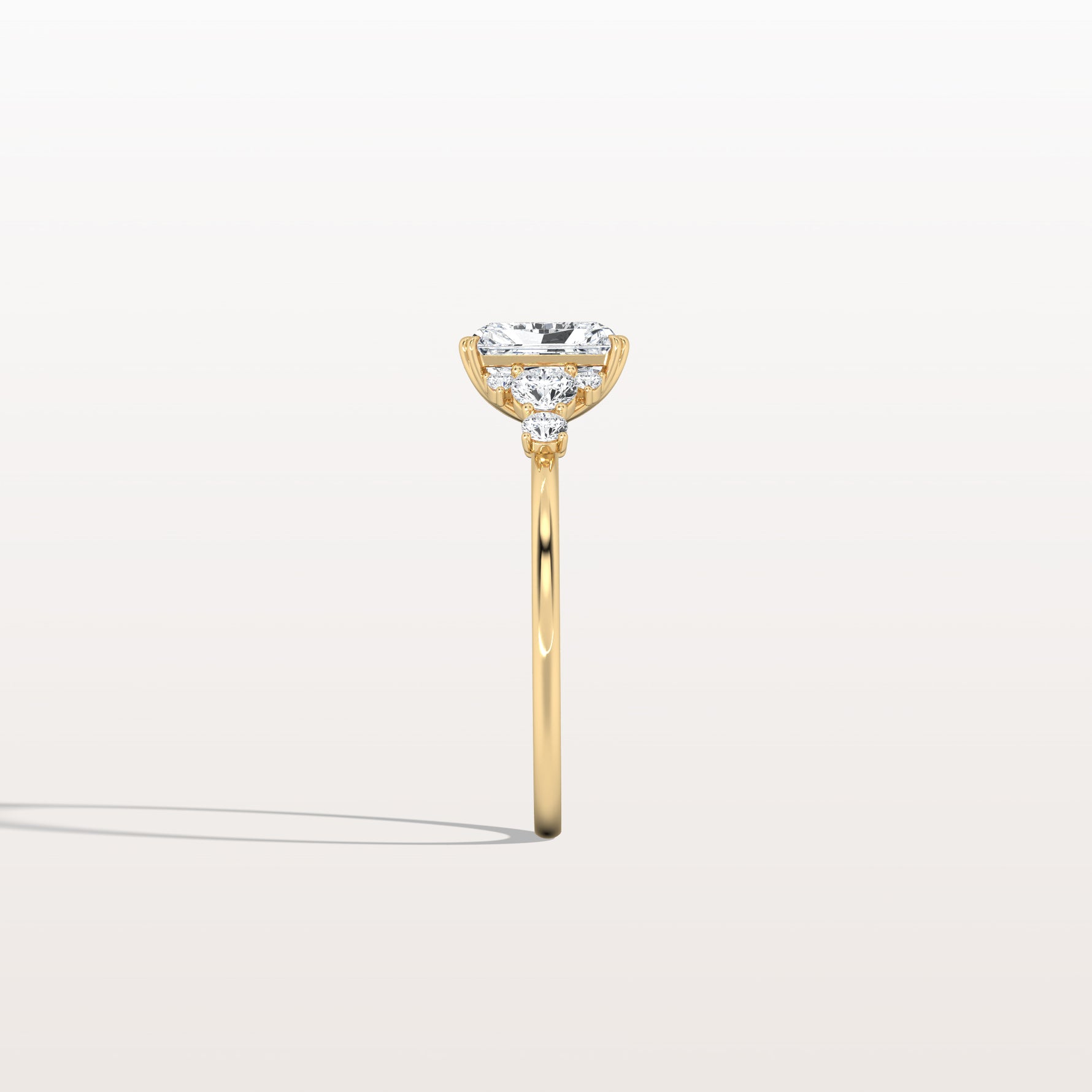 1CT Radiant Cut Lab Diamond Side Stone Engagement Ring - Rings