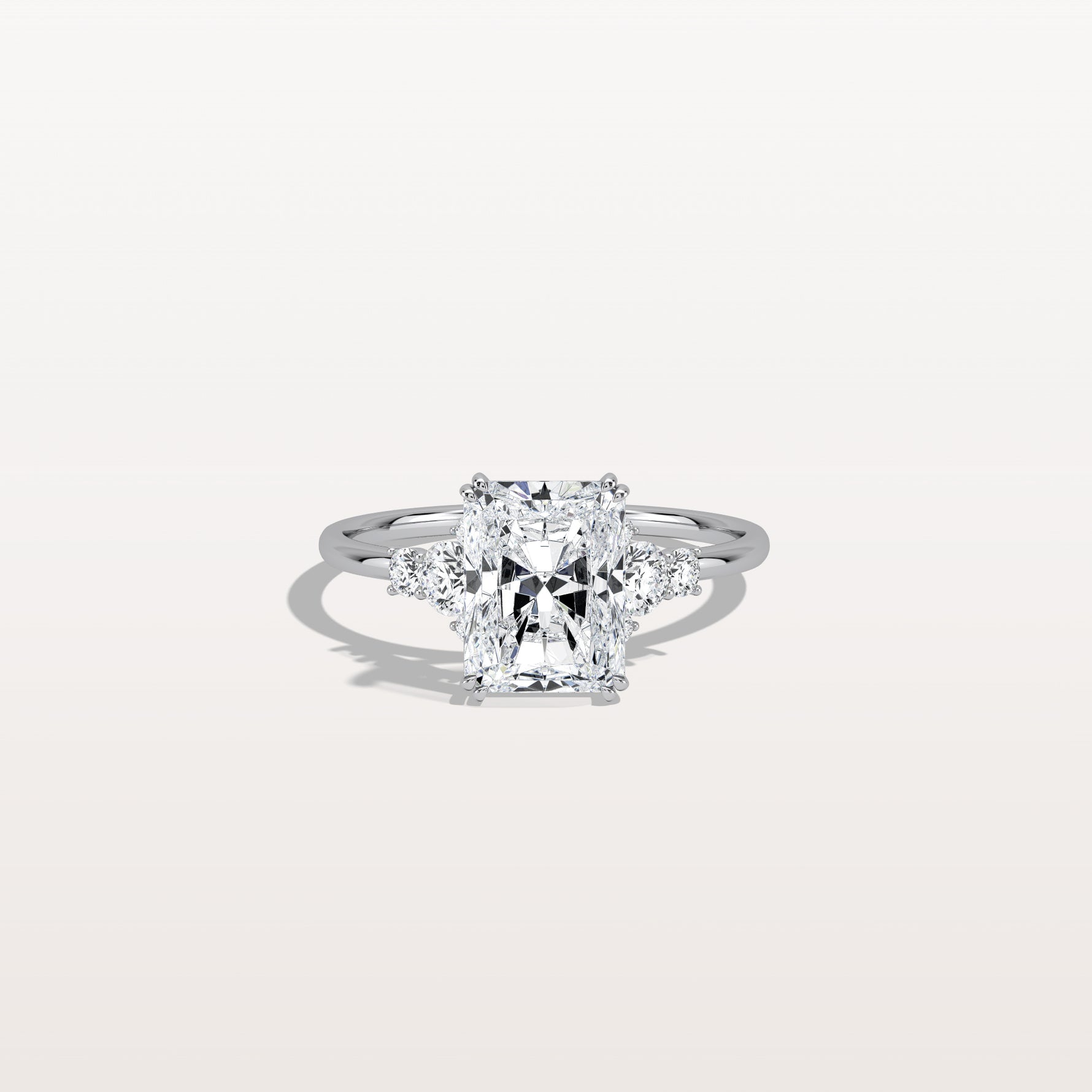 2CT Radiant Cut Lab Diamond Side Stone Engagement Ring - Rings
