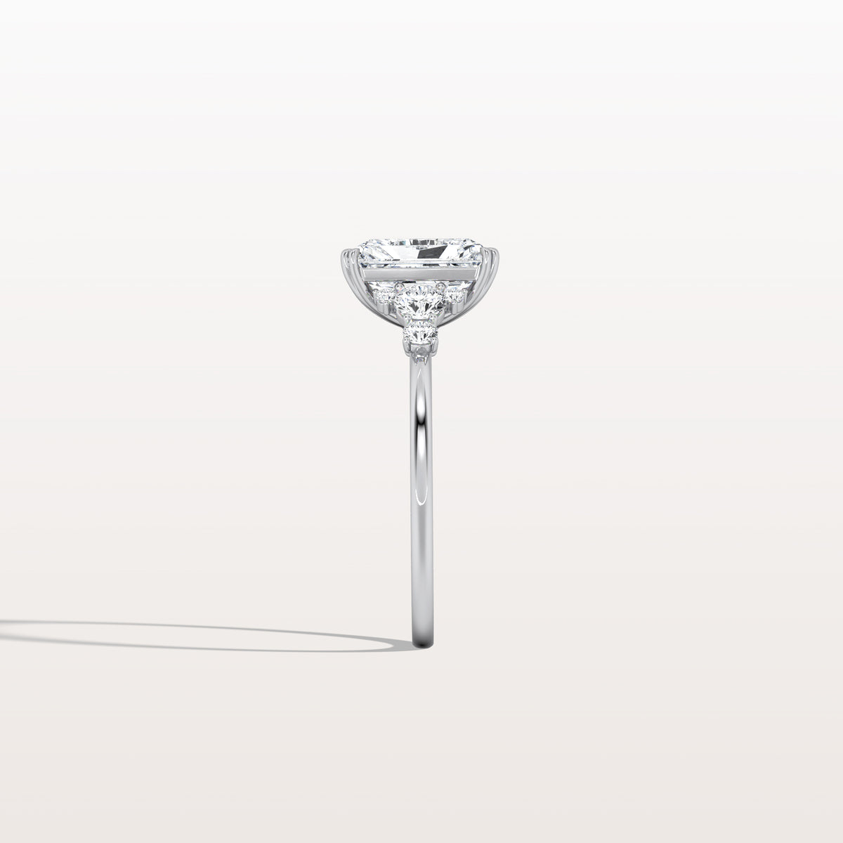 2CT Radiant Cut Lab Diamond Side Stone Engagement Ring - Rings