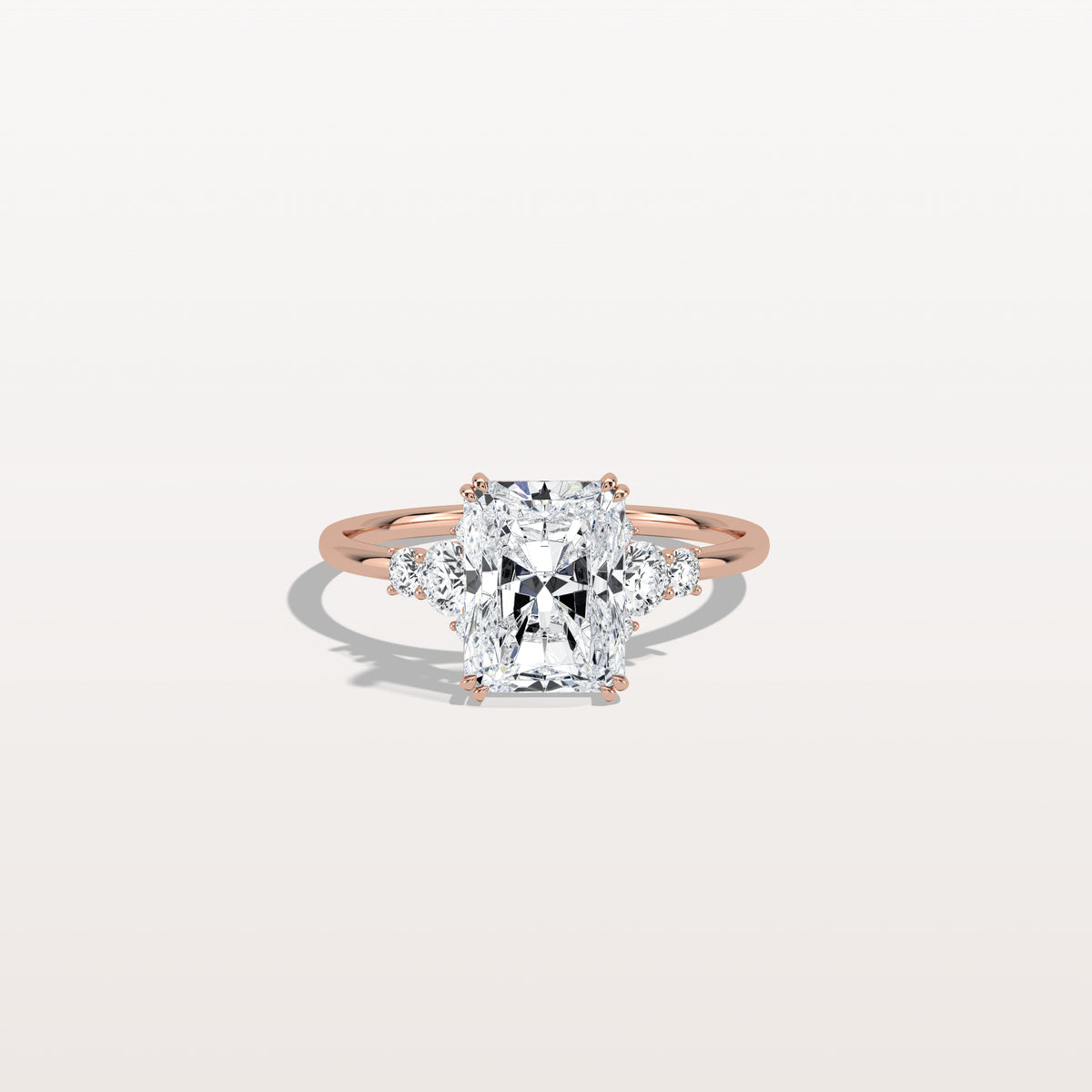 2CT Radiant Cut Lab Diamond Side Stone Engagement Ring - Rings
