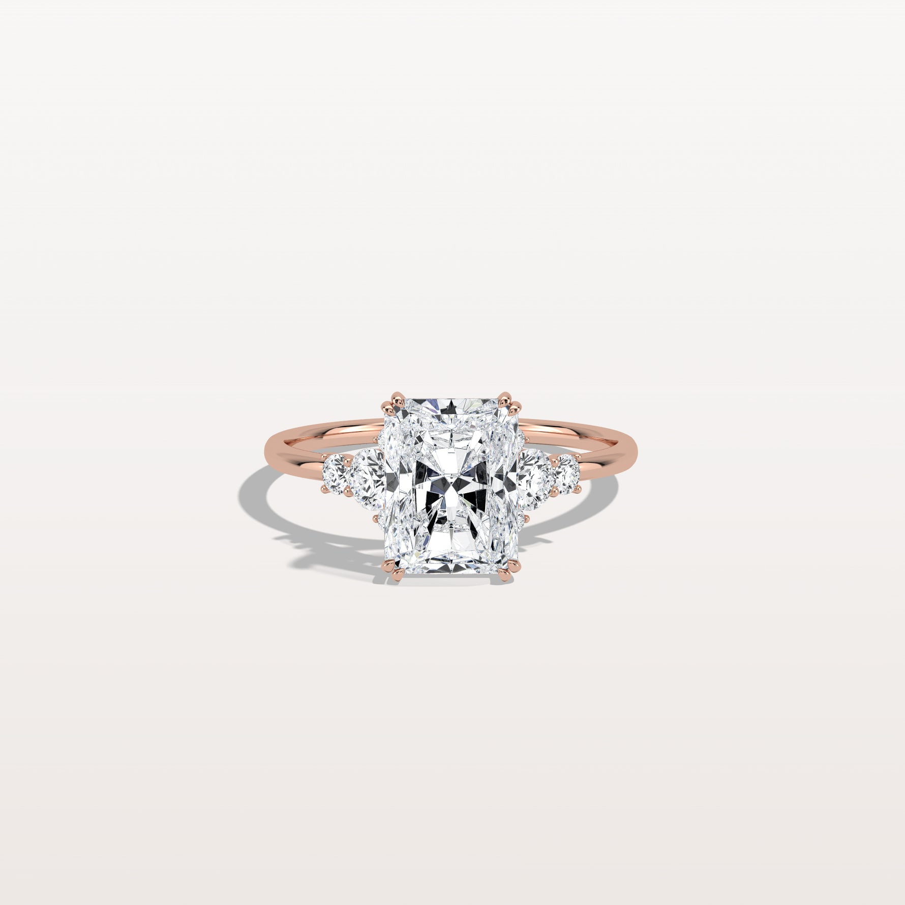 2CT Radiant Cut Lab Diamond Side Stone Engagement Ring - Rings
