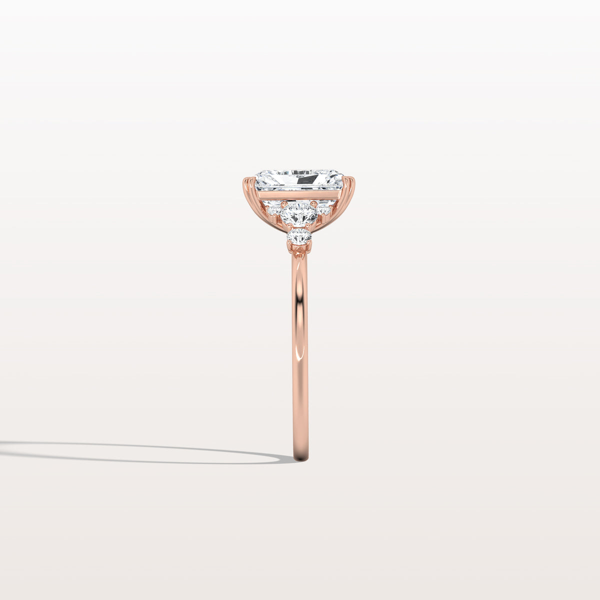 2CT Radiant Cut Lab Diamond Side Stone Engagement Ring - Rings