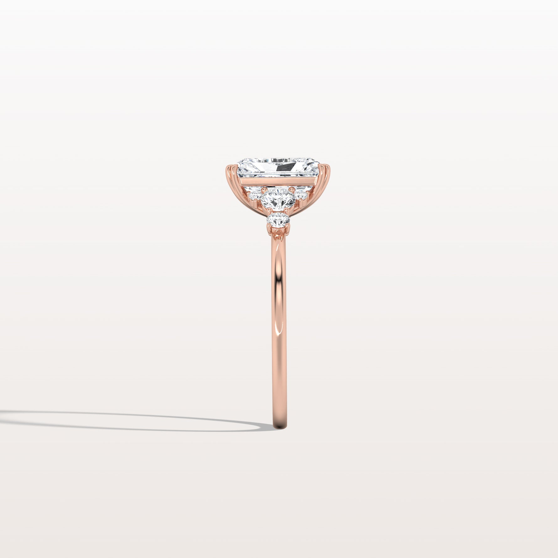 2CT Radiant Cut Lab Diamond Side Stone Engagement Ring - Rings