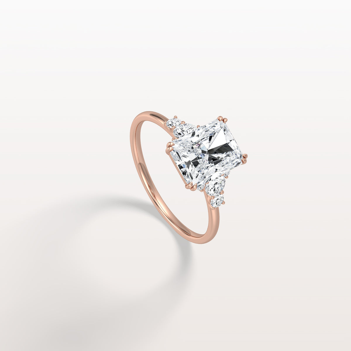 2CT Radiant Cut Lab Diamond Side Stone Engagement Ring - Rings