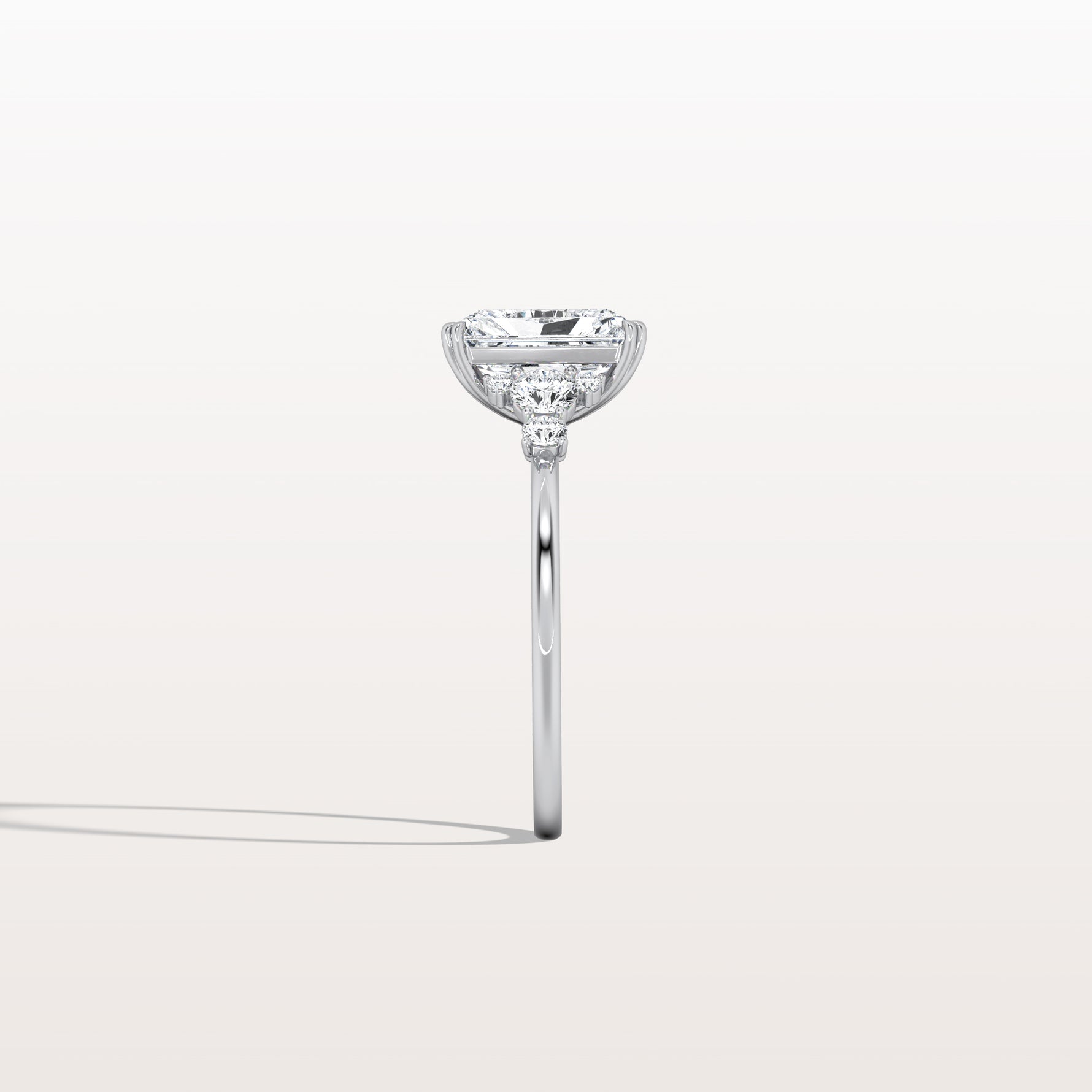 2CT Radiant Cut Lab Diamond Side Stone Engagement Ring - Rings