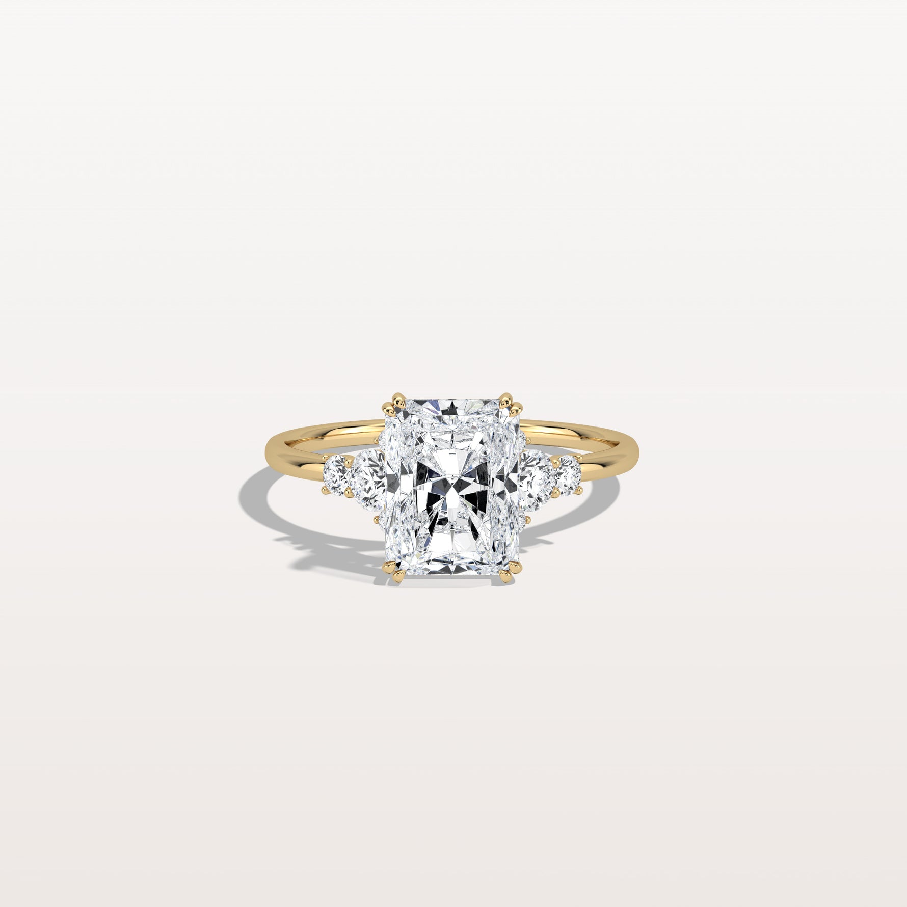 2CT Radiant Cut Lab Diamond Side Stone Engagement Ring - Rings