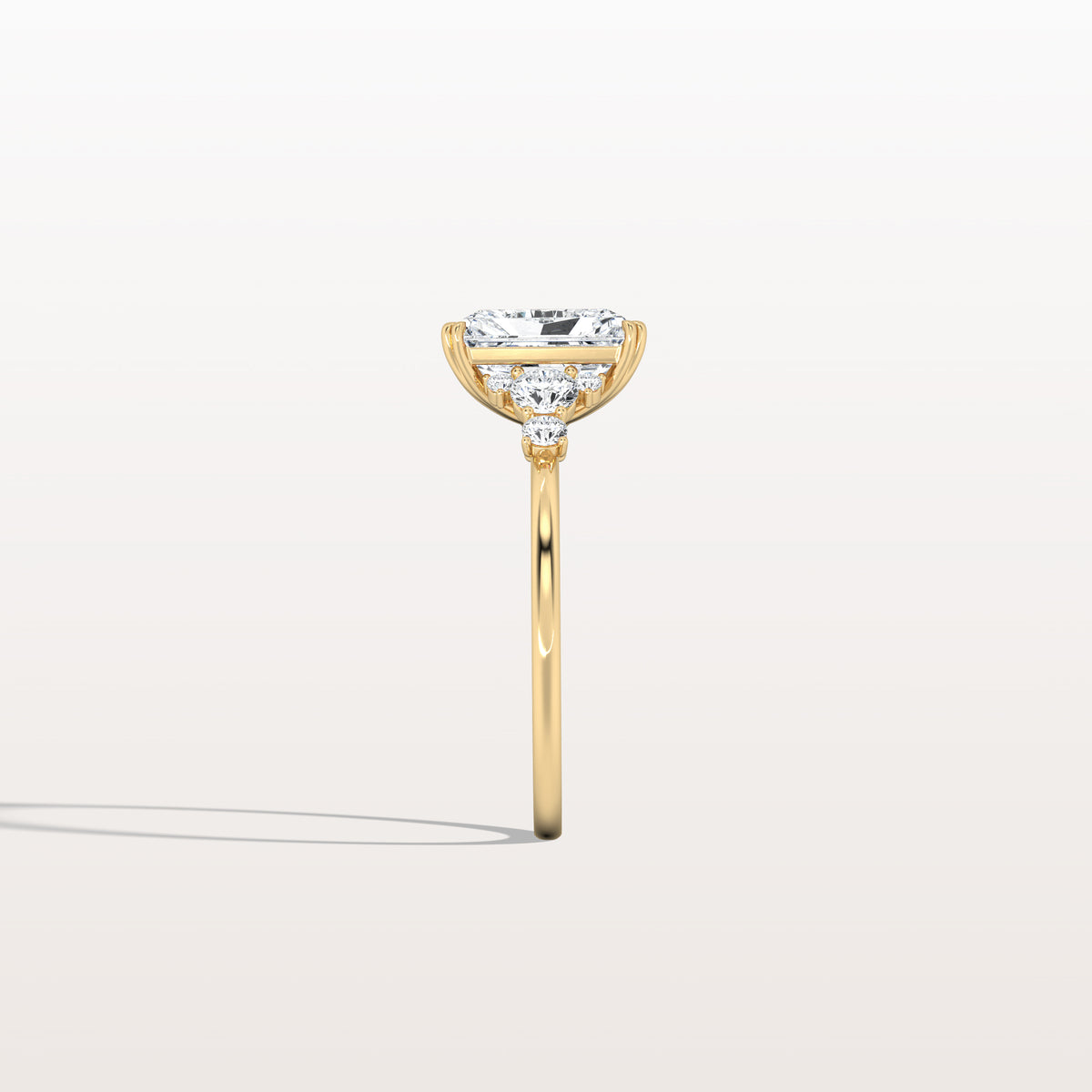 2CT Radiant Cut Lab Diamond Side Stone Engagement Ring - Rings