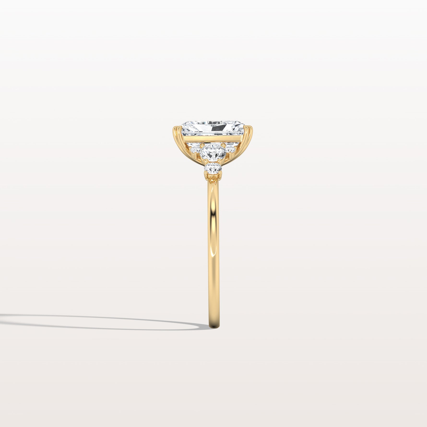 2CT Radiant Cut Lab Diamond Side Stone Engagement Ring - Rings