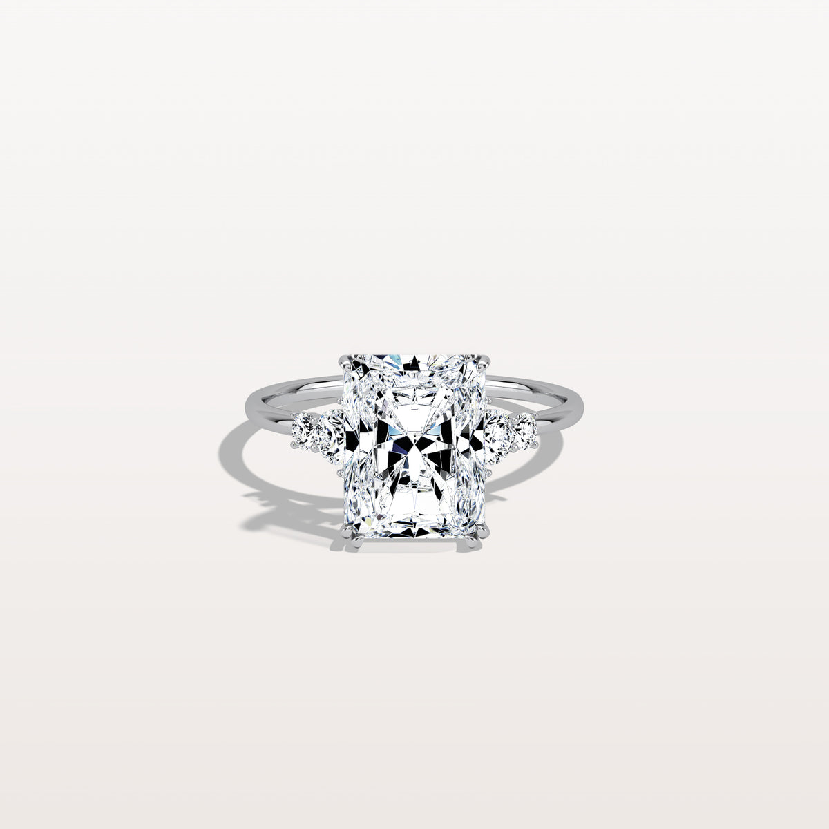 3CT Radiant Cut Lab Diamond Side Stone Engagement Ring - Rings