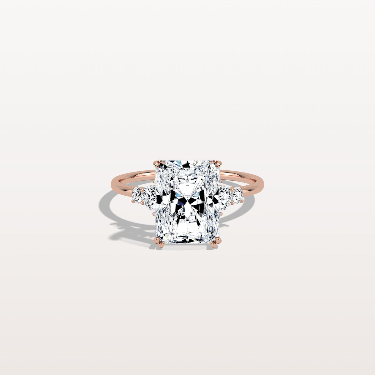 3CT Radiant Cut Lab Diamond Side Stone Engagement Ring - Rings
