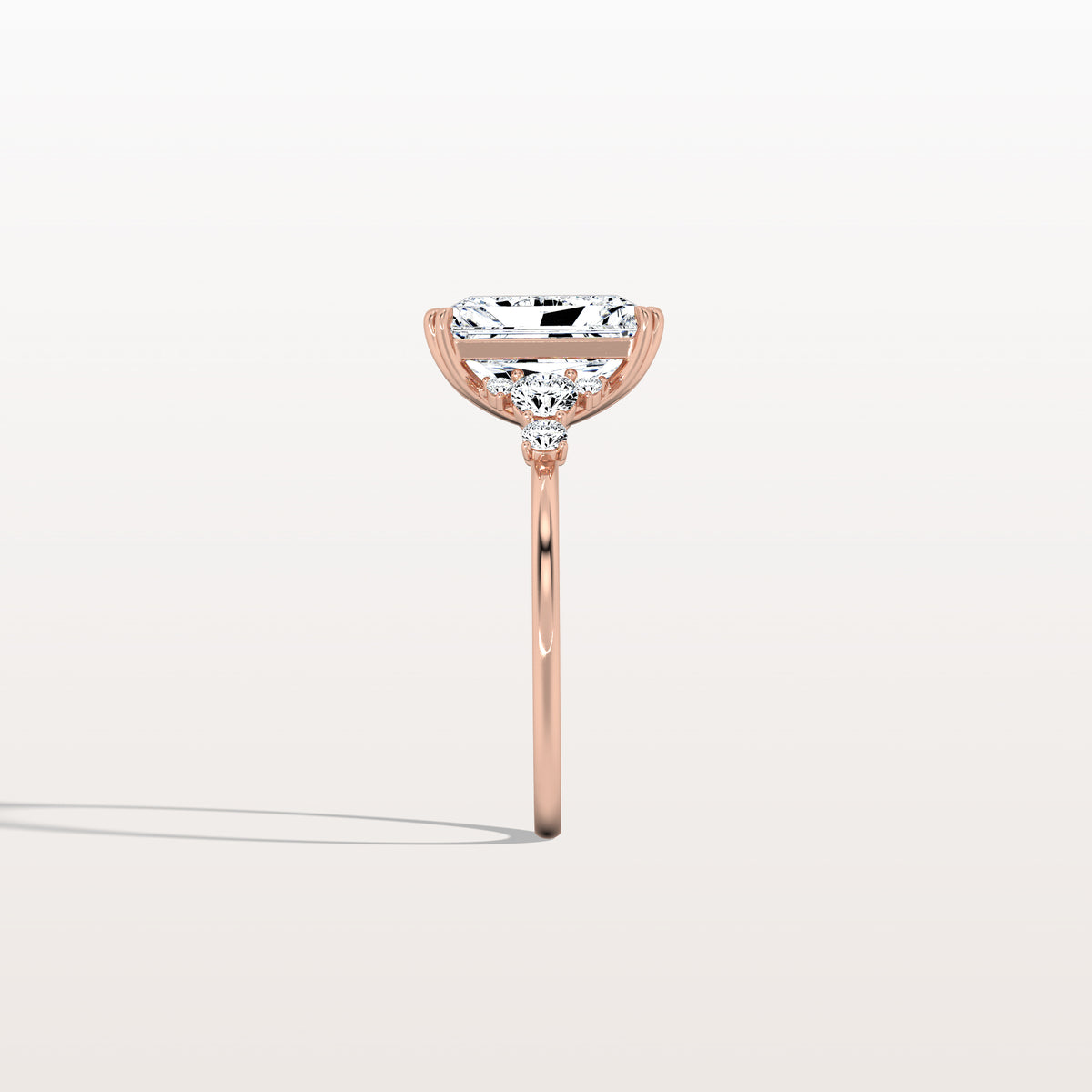 3CT Radiant Cut Lab Diamond Side Stone Engagement Ring - Rings