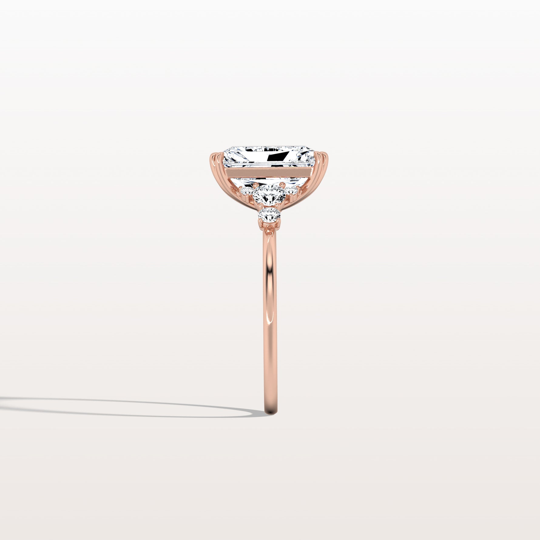 3CT Radiant Cut Lab Diamond Side Stone Engagement Ring - Rings