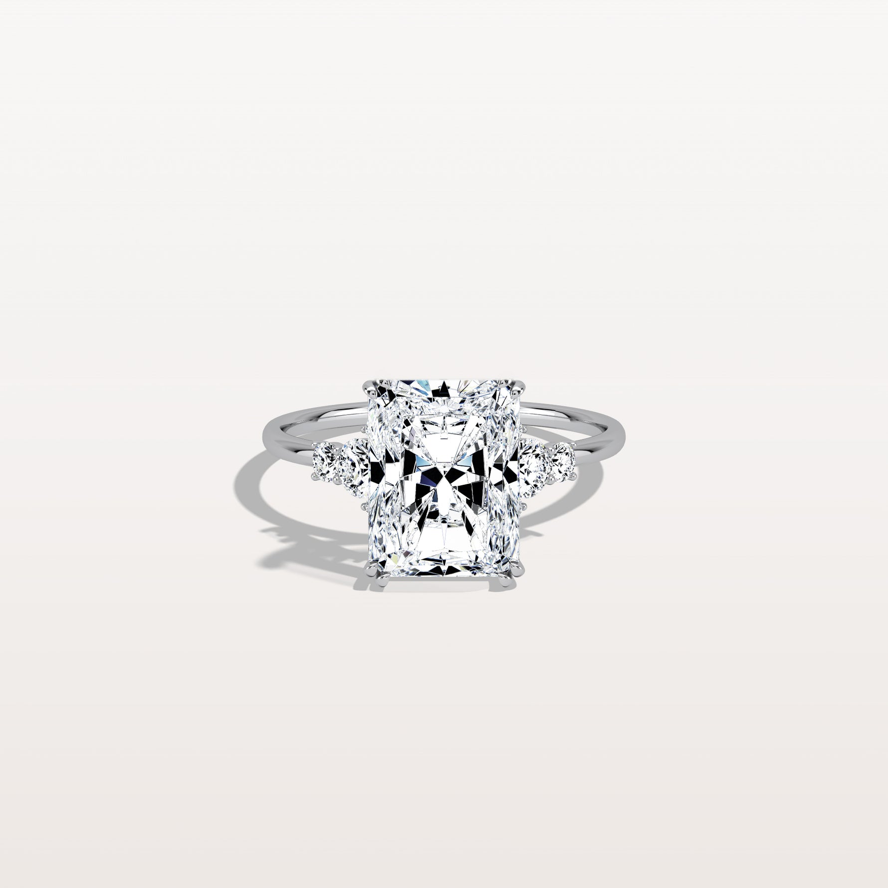 3CT Radiant Cut Lab Diamond Side Stone Engagement Ring - Rings