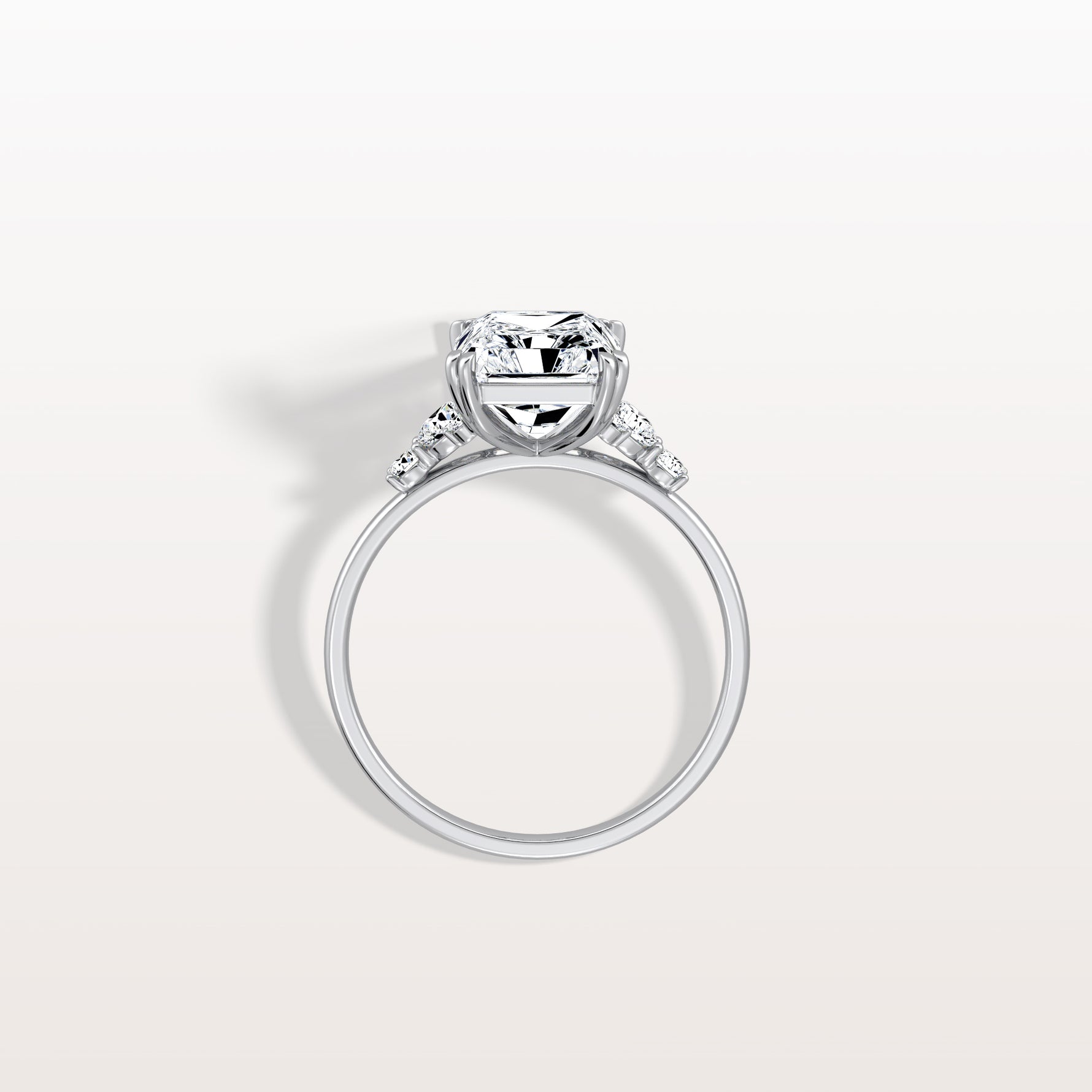 3CT Radiant Cut Lab Diamond Side Stone Engagement Ring - Rings