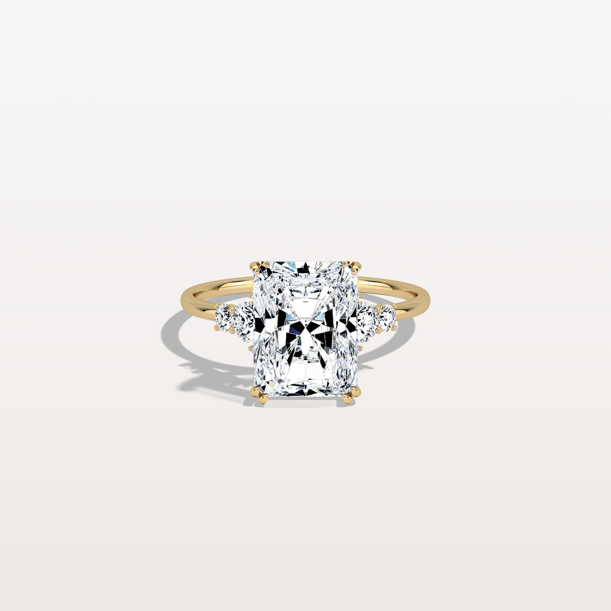 3CT Radiant Cut Lab Diamond Side Stone Engagement Ring - Rings