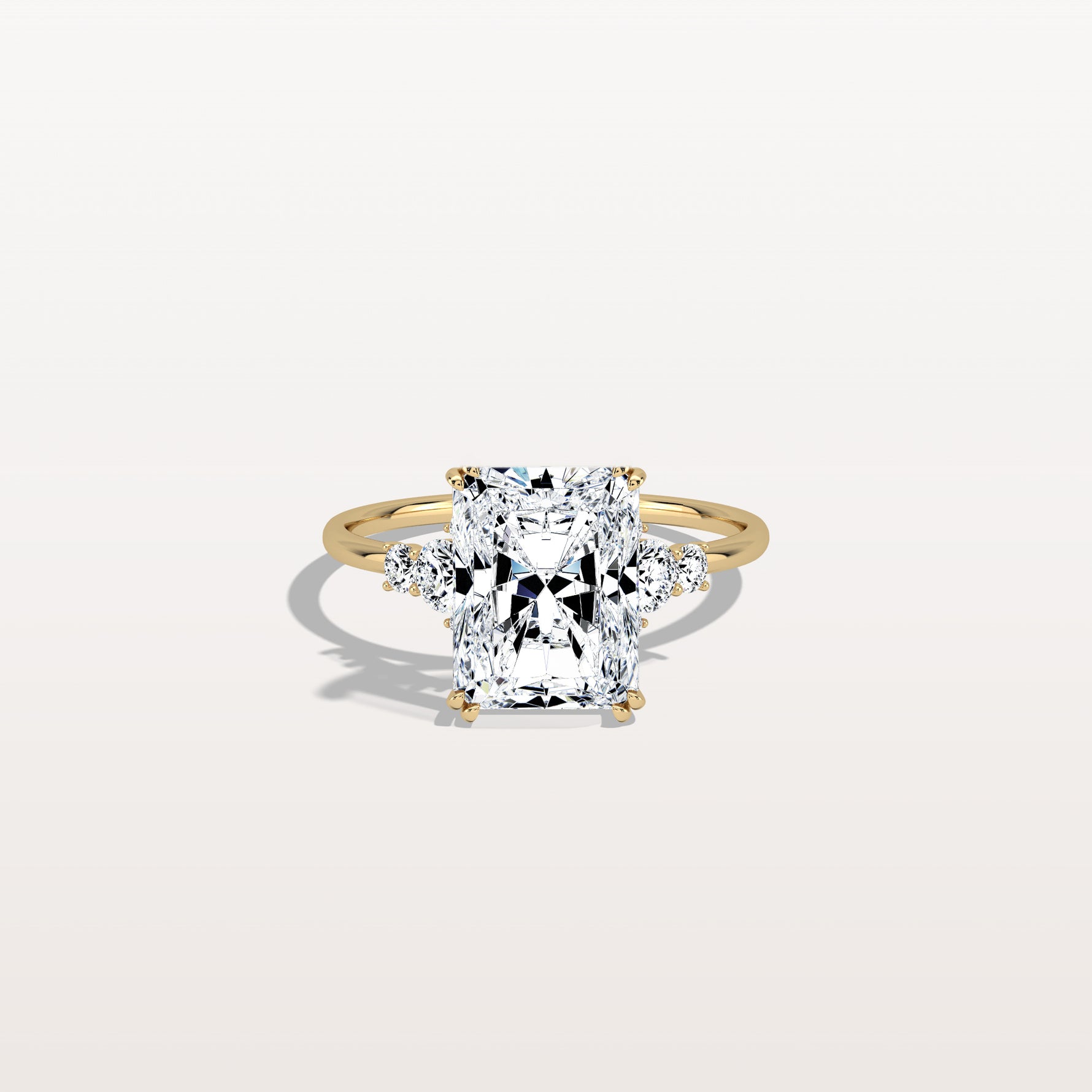 3CT Radiant Cut Lab Diamond Side Stone Engagement Ring - Rings