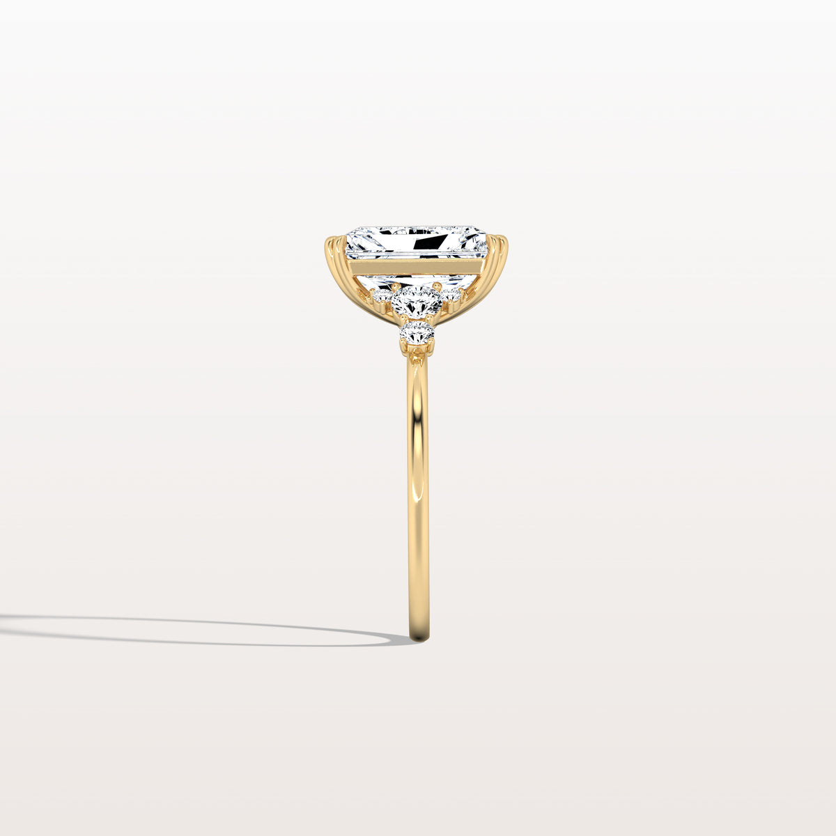 3CT Radiant Cut Lab Diamond Side Stone Engagement Ring - Rings