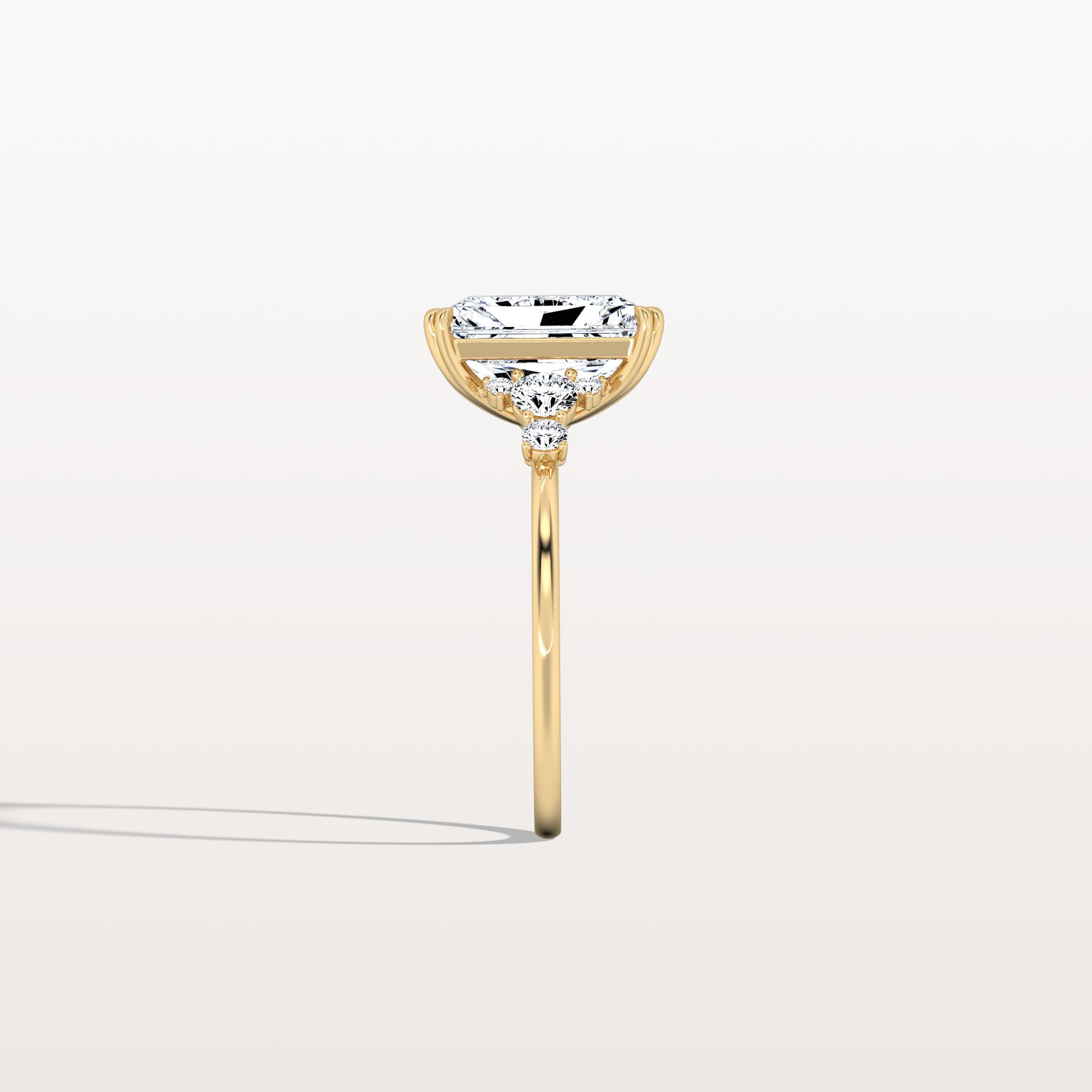 3CT Radiant Cut Lab Diamond Side Stone Engagement Ring - Rings