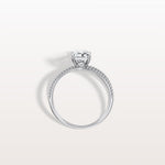 1CT Radiant Cut Lab Diamond Milgrain Hidden Halo Engagement Ring - Rings