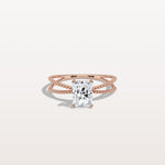 1CT Radiant Cut Lab Diamond Milgrain Hidden Halo Engagement Ring - Rings