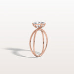 1CT Radiant Cut Lab Diamond Milgrain Hidden Halo Engagement Ring - Rings
